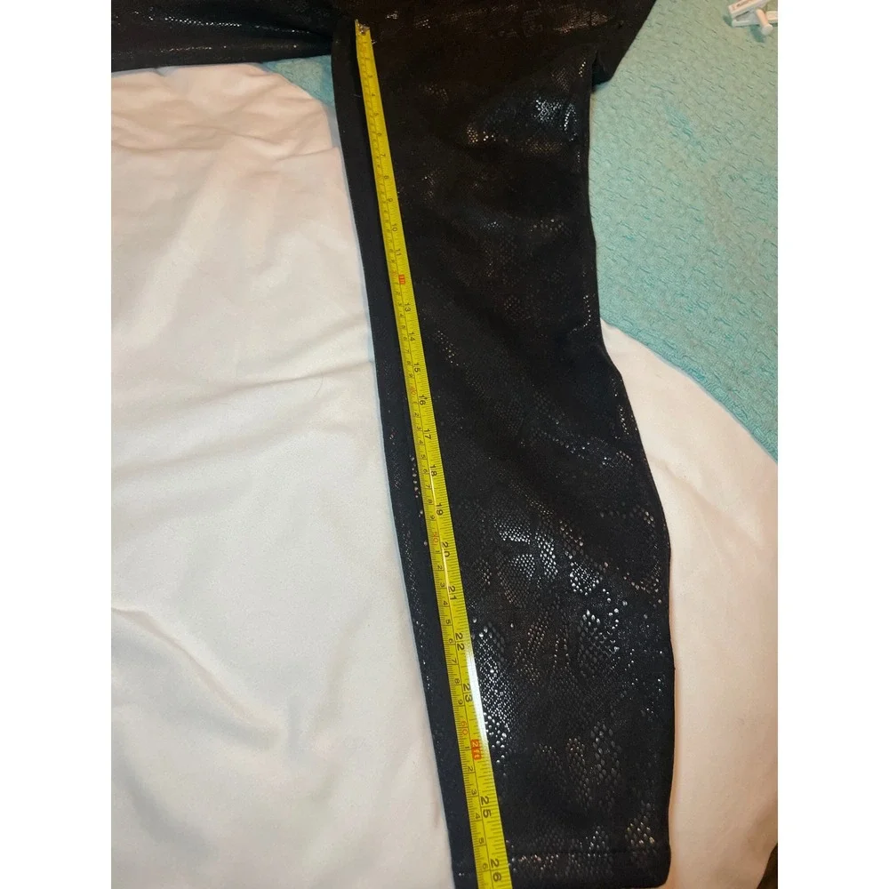 Dear John Black Snakeskin Pattern Pants Side Zip Ankle Zip Trousers Size 29 NWT